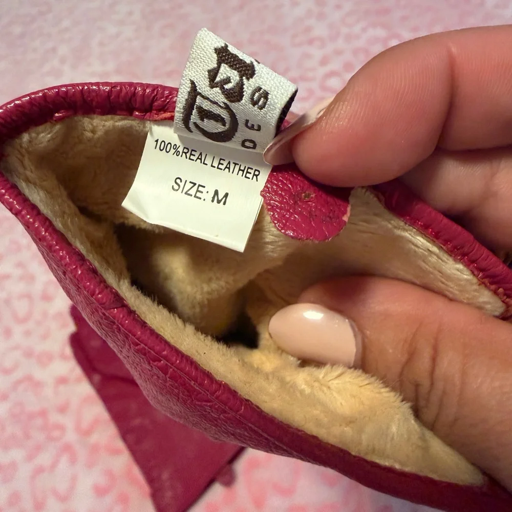 Vintage Cloves Hot Pink Leather for Women 100% Real Leather  Size: M
